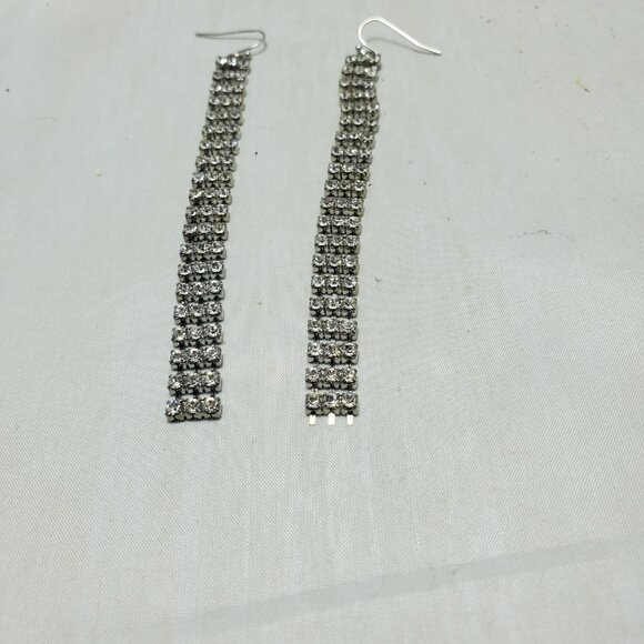 Charming Charlie Silver rhinestone dangle fish hook earrings - Picture 5 of 6